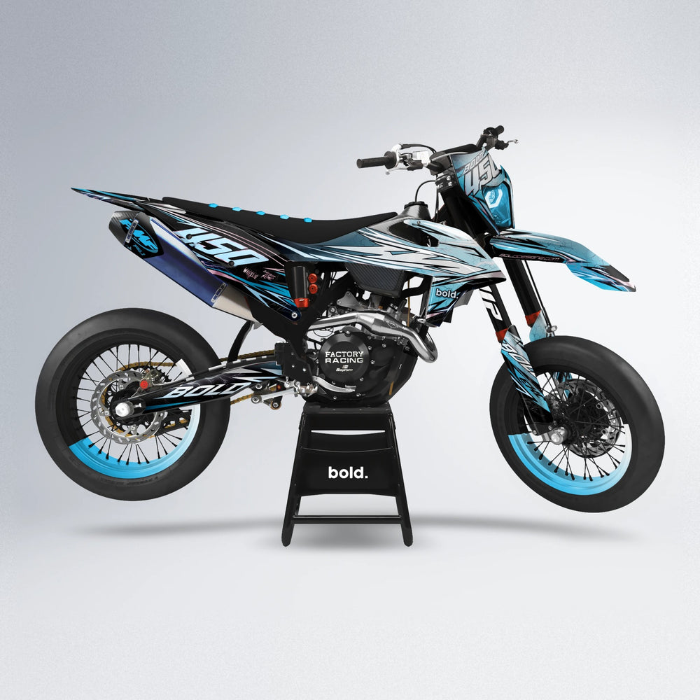 TOTH supermoto graphics kit in Light Blue & White