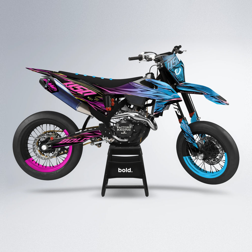 TOTH supermoto graphics kit in Pink & Light Blue