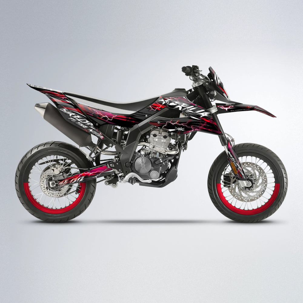 TRINITY Aprilia SX 125 supermoto graphics kit in Black & Red