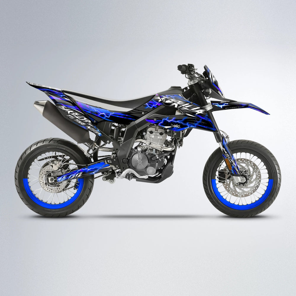 TRINITY Aprilia SX 125 supermoto graphics kit in Blue
