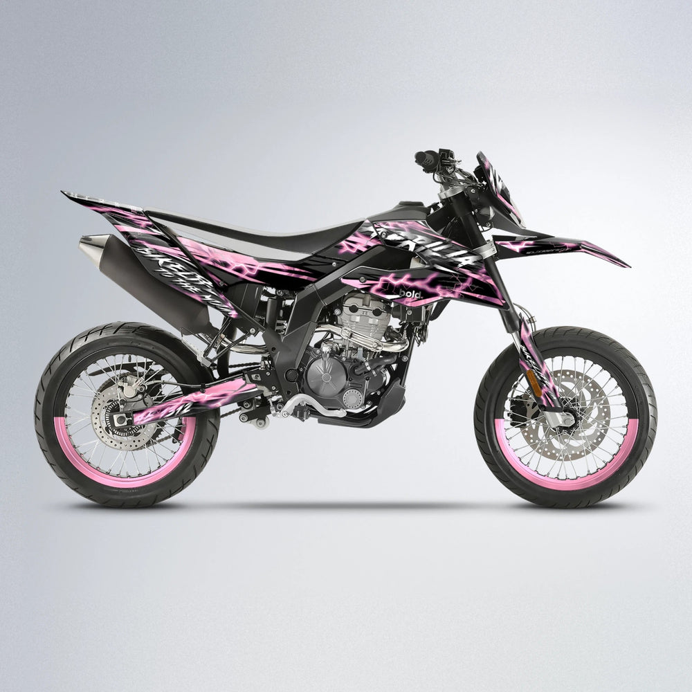 TRINITY Aprilia SX 125 supermoto graphics kit in Sakura Pink
