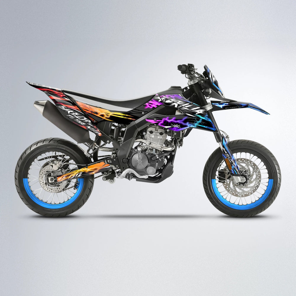 TRINITY Aprilia SX 125 supermoto graphics kit in Sunset Fade