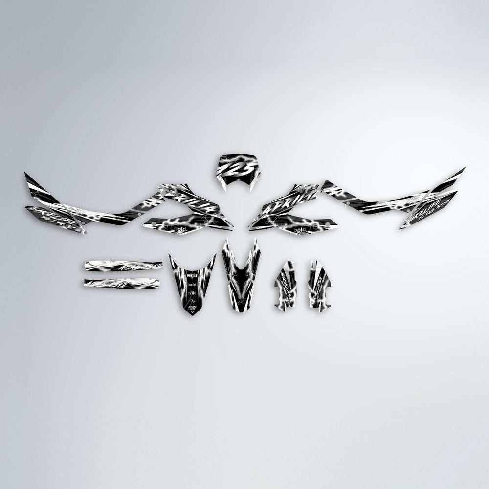 TRINITY Aprilia SX 125 graphics kit parts layout in White