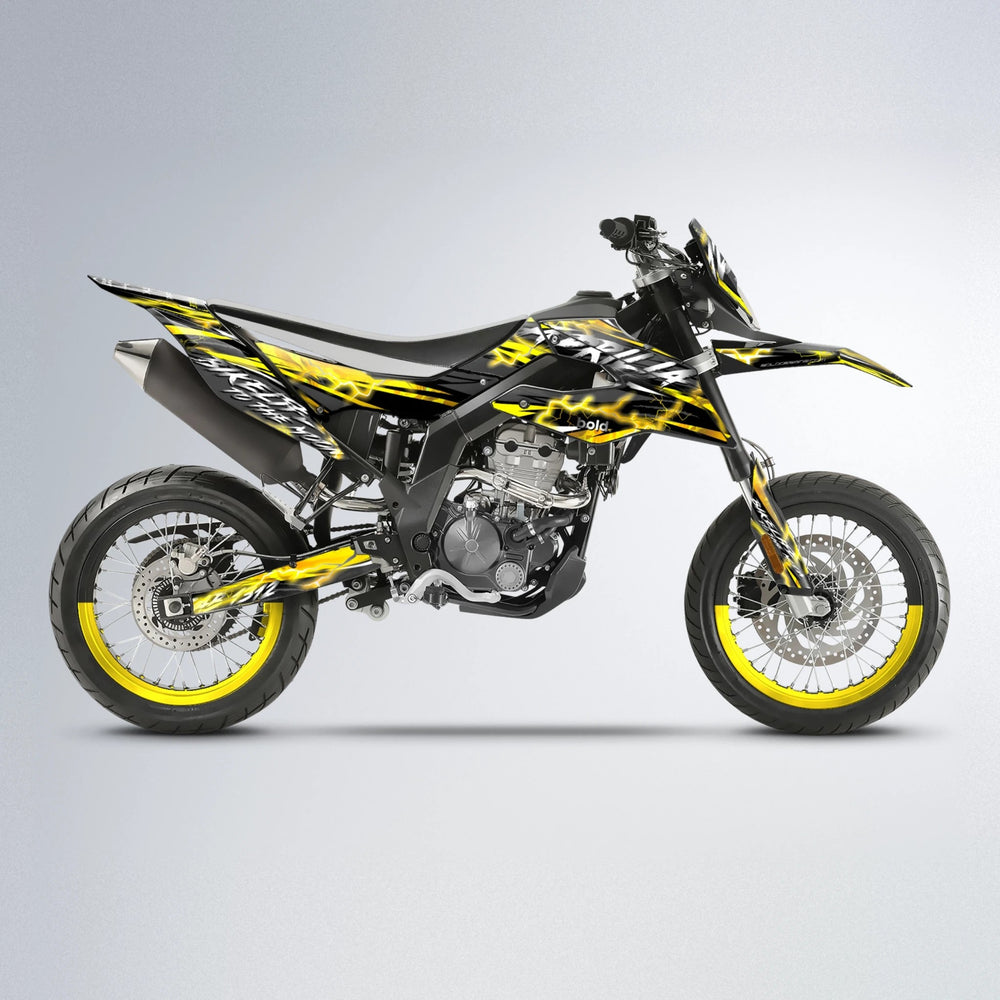 TRINITY Aprilia SX 125 supermoto graphics kit in Yellow