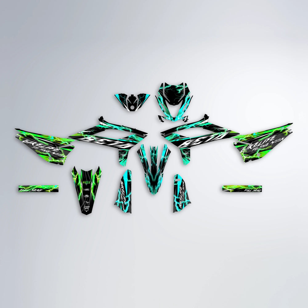 TRINITY Beta graphics kit parts layout in Cyan & Green