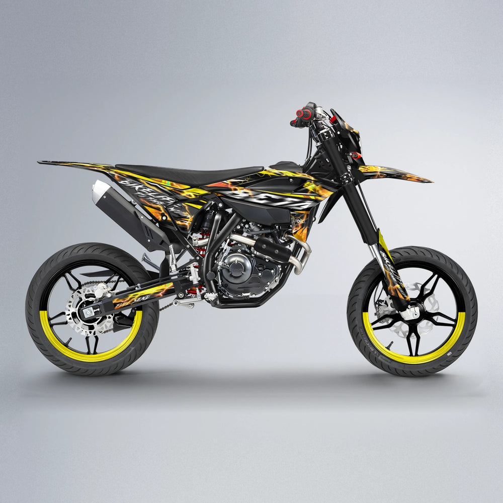 TRINITY Beta supermoto graphics kit in Orange & Yellow