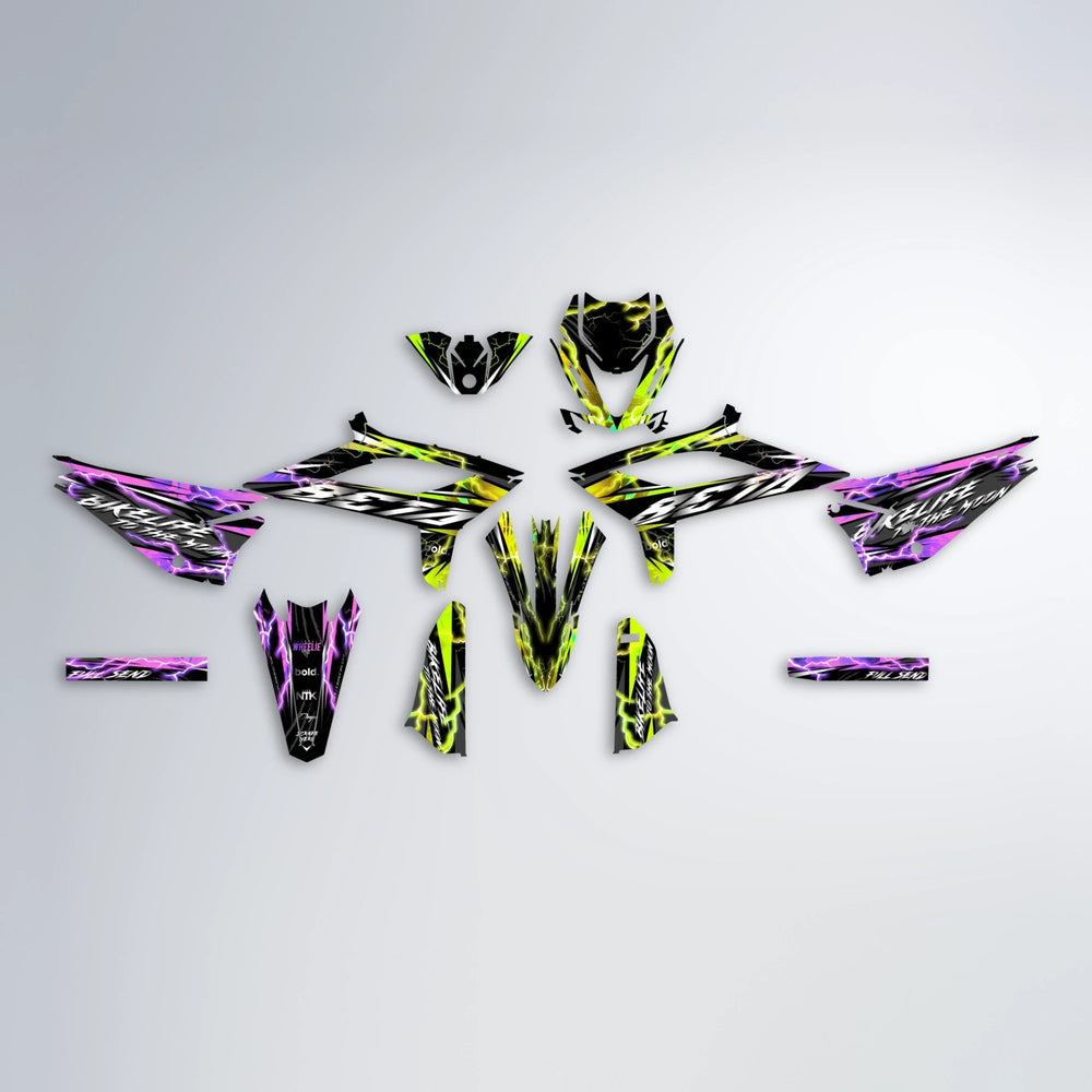 TRINITY Beta graphics kit parts layout in Purple & Yellow