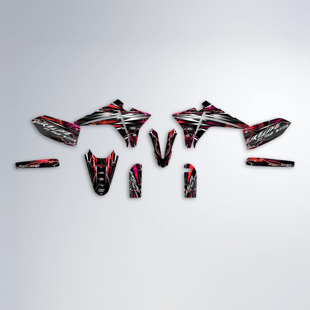 TRINITY Fantic graphics kit parts layout in Black & Red