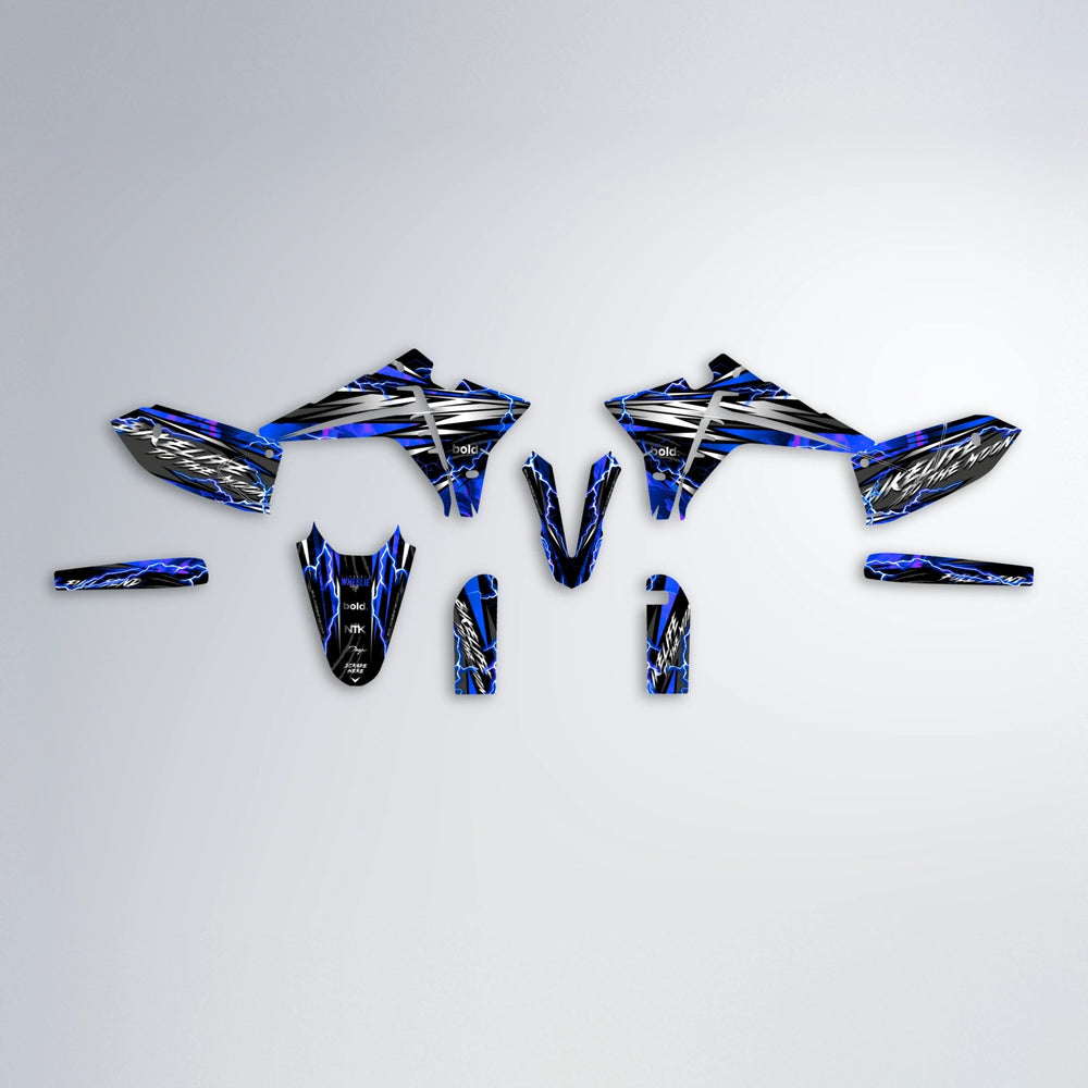TRINITY Fantic graphics kit parts layout in Blue