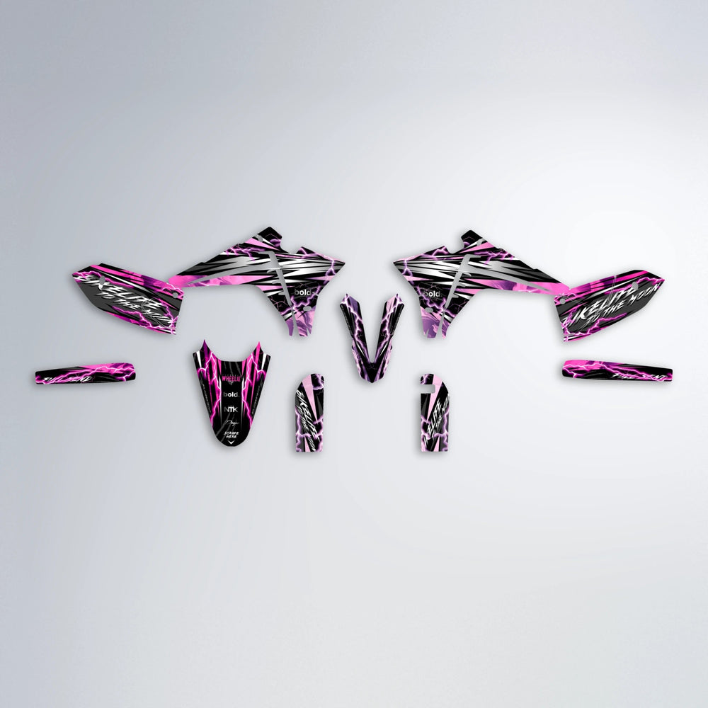 TRINITY Fantic graphics kit parts layout in Flamingo