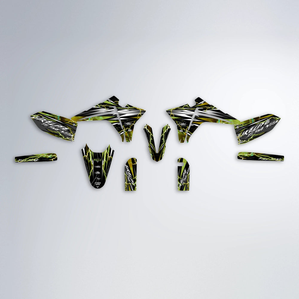 TRINITY Fantic graphics kit parts layout in Olive