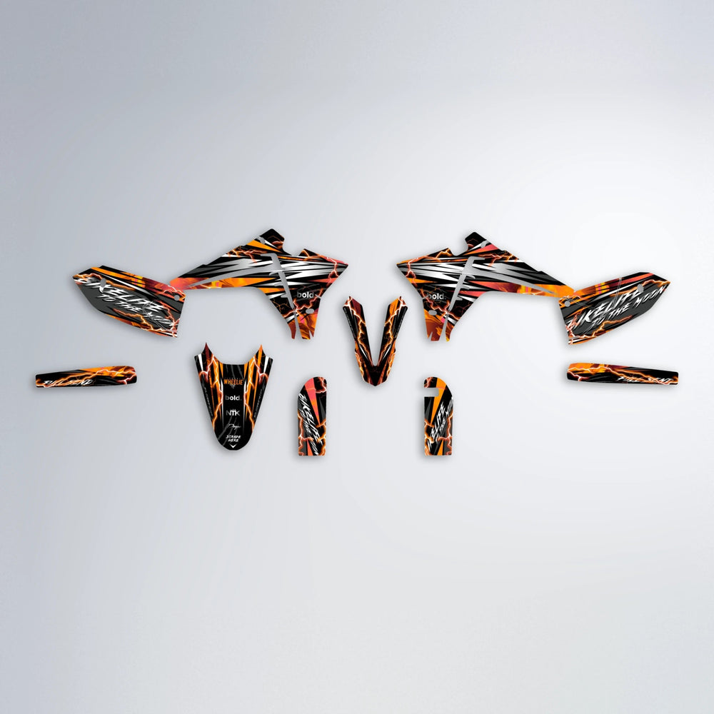 TRINITY Fantic graphics kit parts layout in Orange
