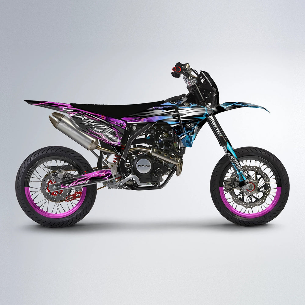 TRINITY Fantic supermoto graphics kit in Pink & Light Blue