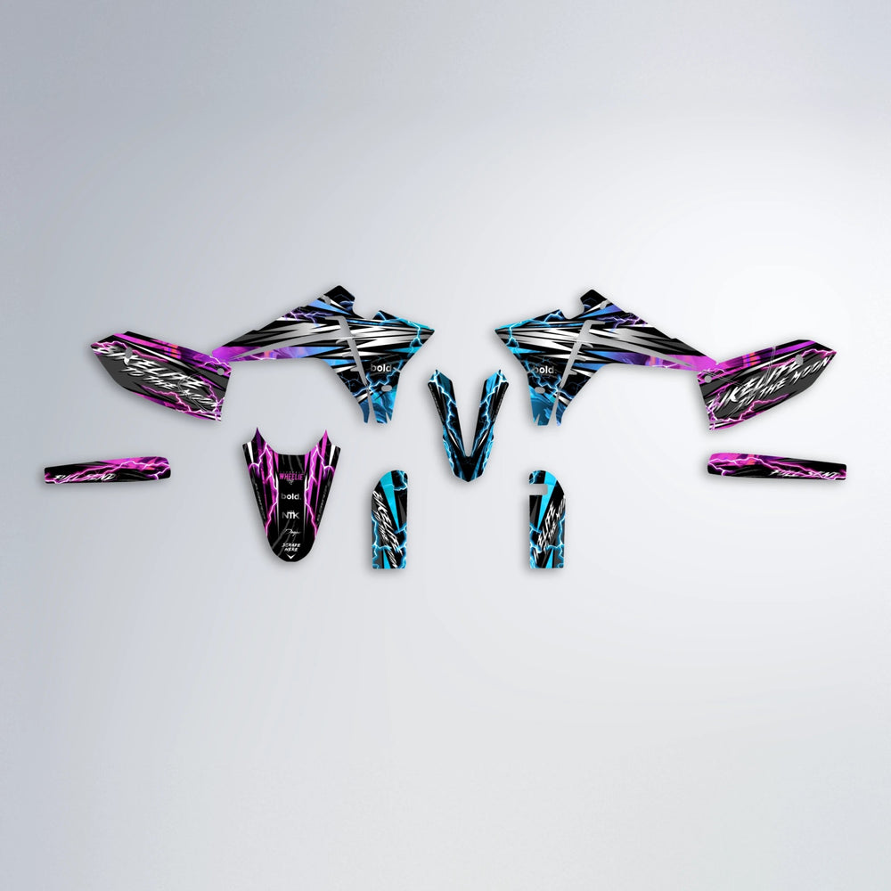 TRINITY Fantic graphics kit parts layout in Pink & Light Blue