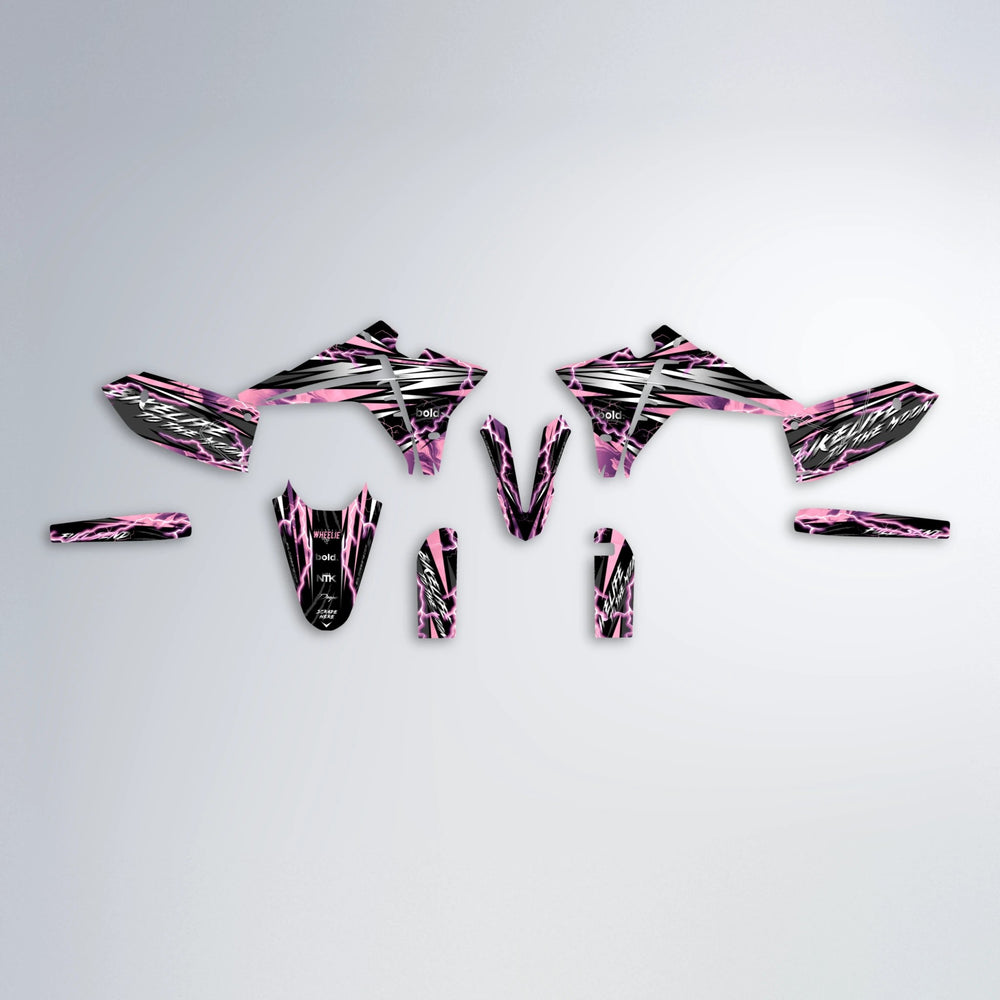 TRINITY Fantic graphics kit parts layout in Sakura Pink
