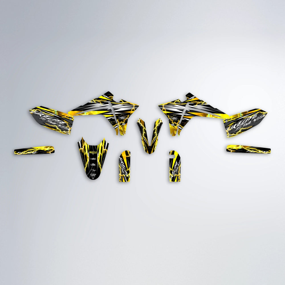 TRINITY Fantic graphics kit parts layout in Yellow