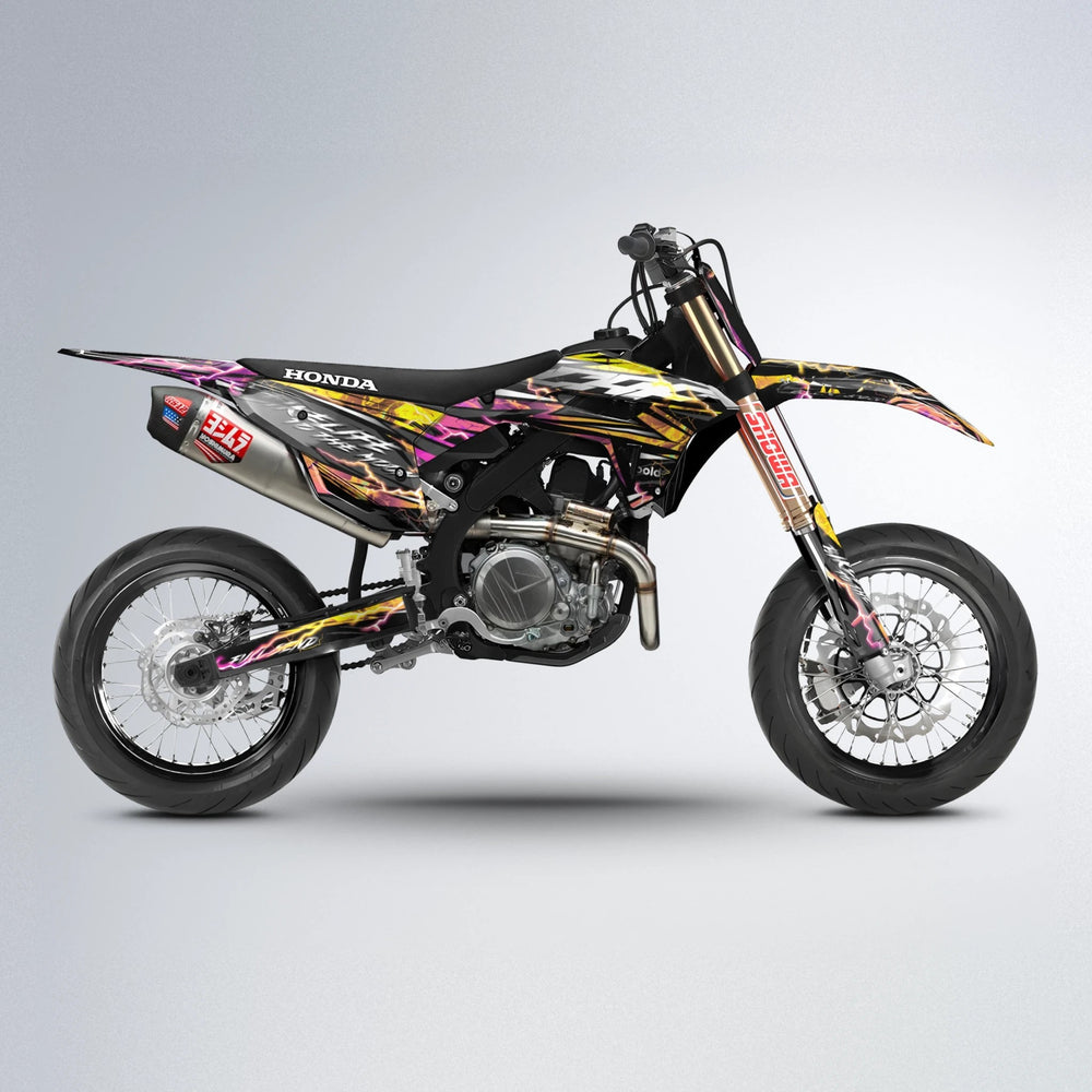 TRINITY Honda supermoto graphics kit in Pink & Yellow