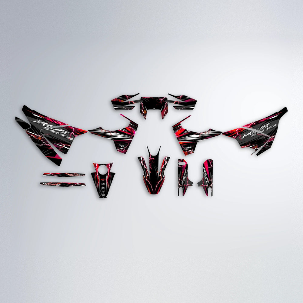 TRINITY Husqvarna 701 graphics kit parts layout in Black & Red