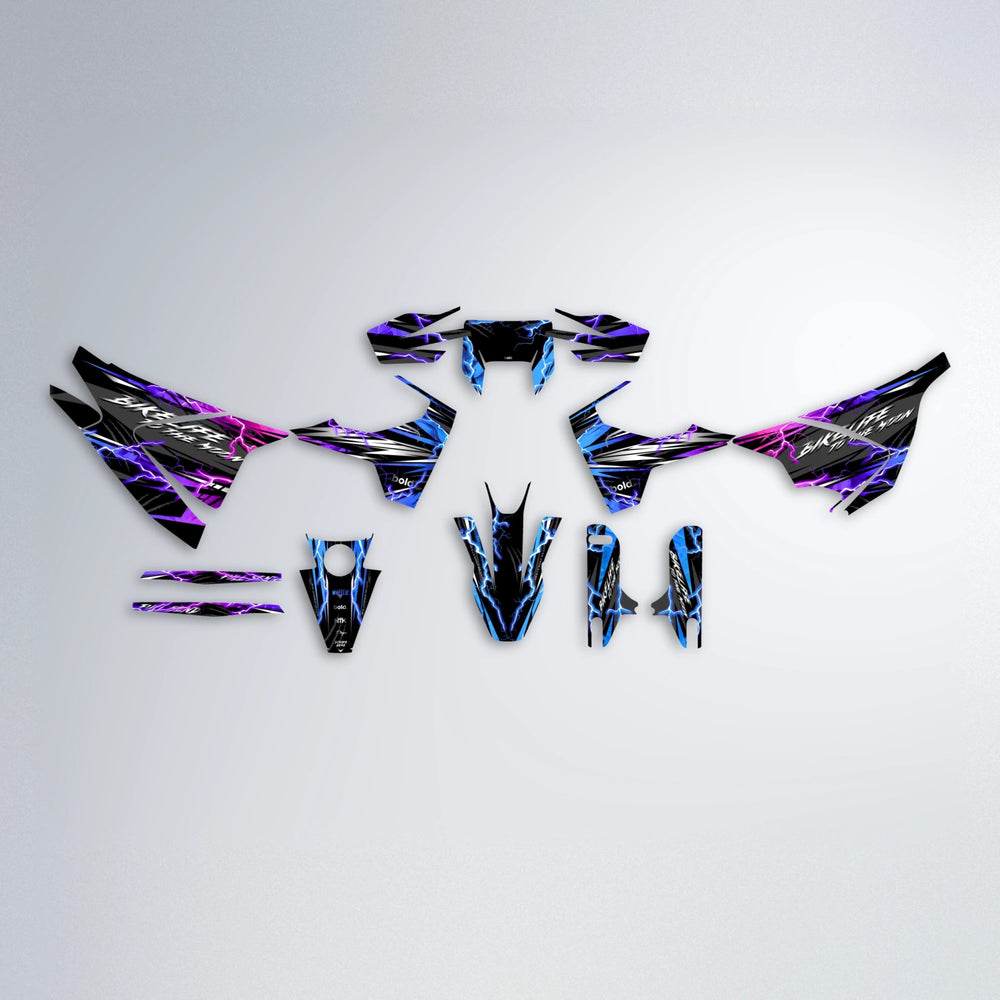 TRINITY Husqvarna 701 graphics kit parts layout in Blue Purple Fade