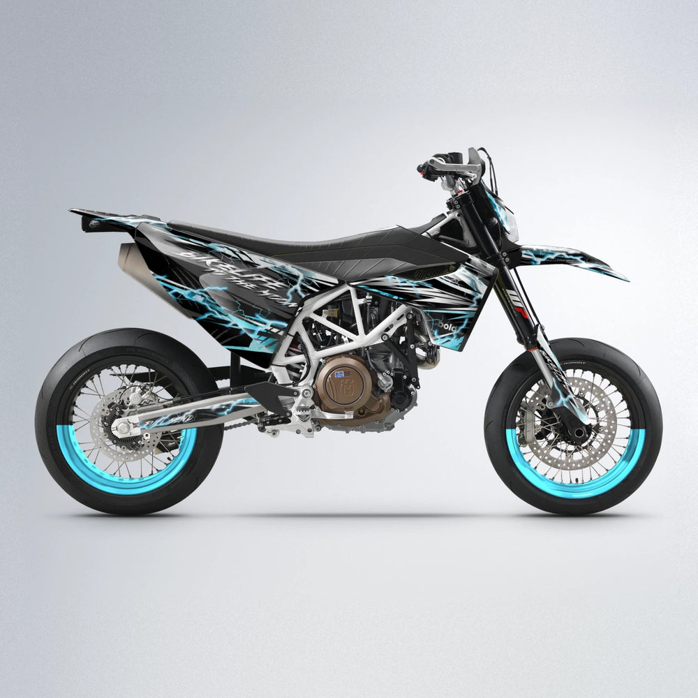 TRINITY Husqvarna 701 supermoto graphics kit in Light Blue & White