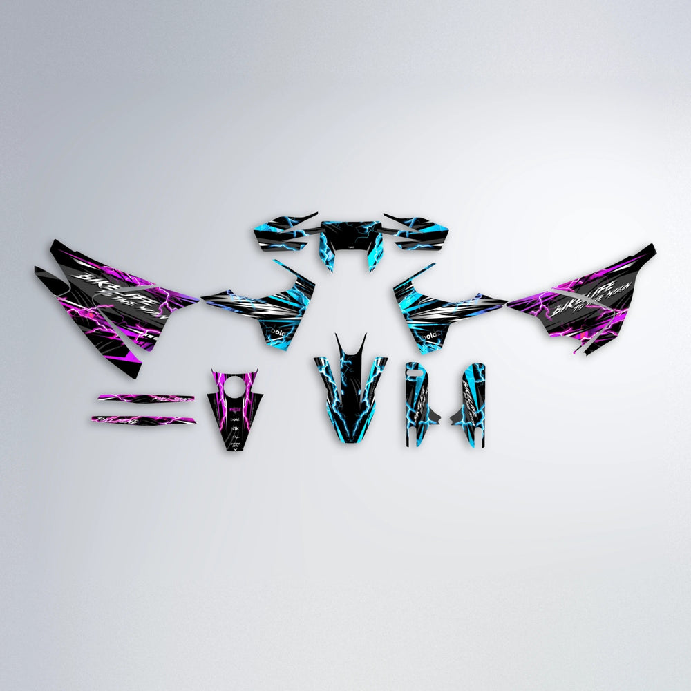 TRINITY Husqvarna 701 graphics kit parts layout in Pink & Light Blue
