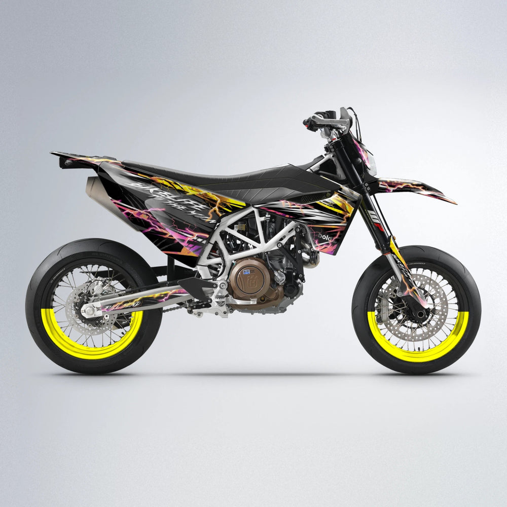 TRINITY Husqvarna 701 supermoto graphics kit in Pink & Yellow