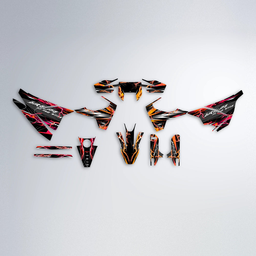 TRINITY Husqvarna 701 graphics kit parts layout in Red & Orange