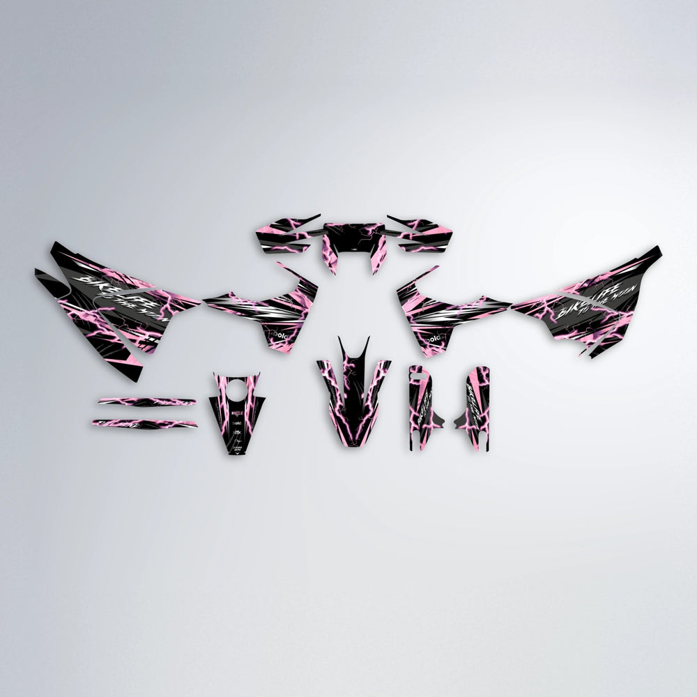 TRINITY Husqvarna 701 graphics kit parts layout in Sakura Pink