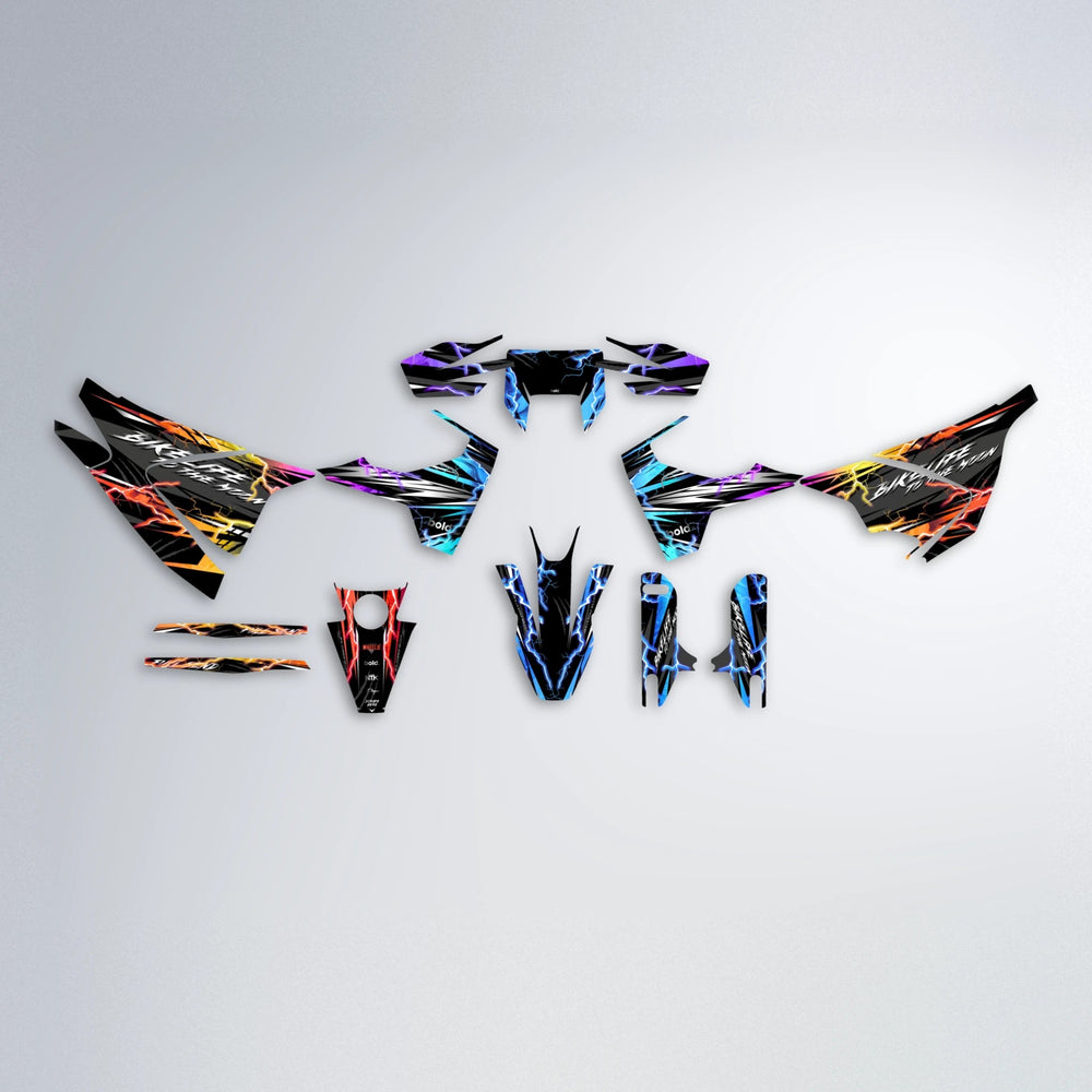 TRINITY Husqvarna 701 graphics kit parts layout in Sunset Fade