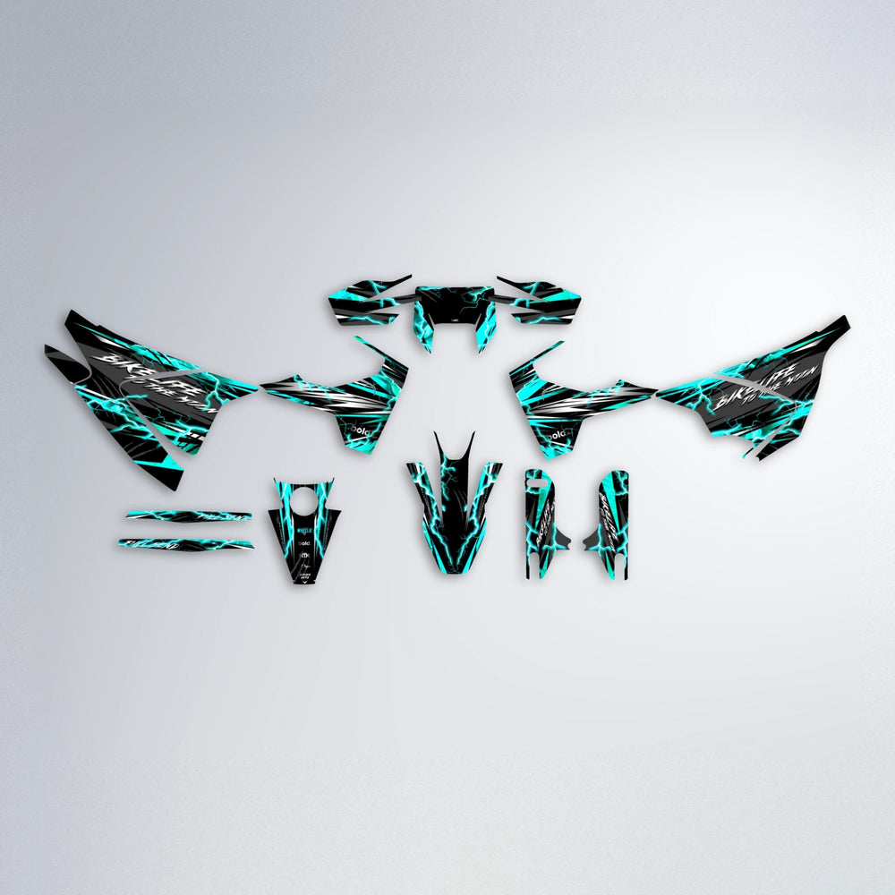 TRINITY Husqvarna 701 graphics kit parts layout in Teal