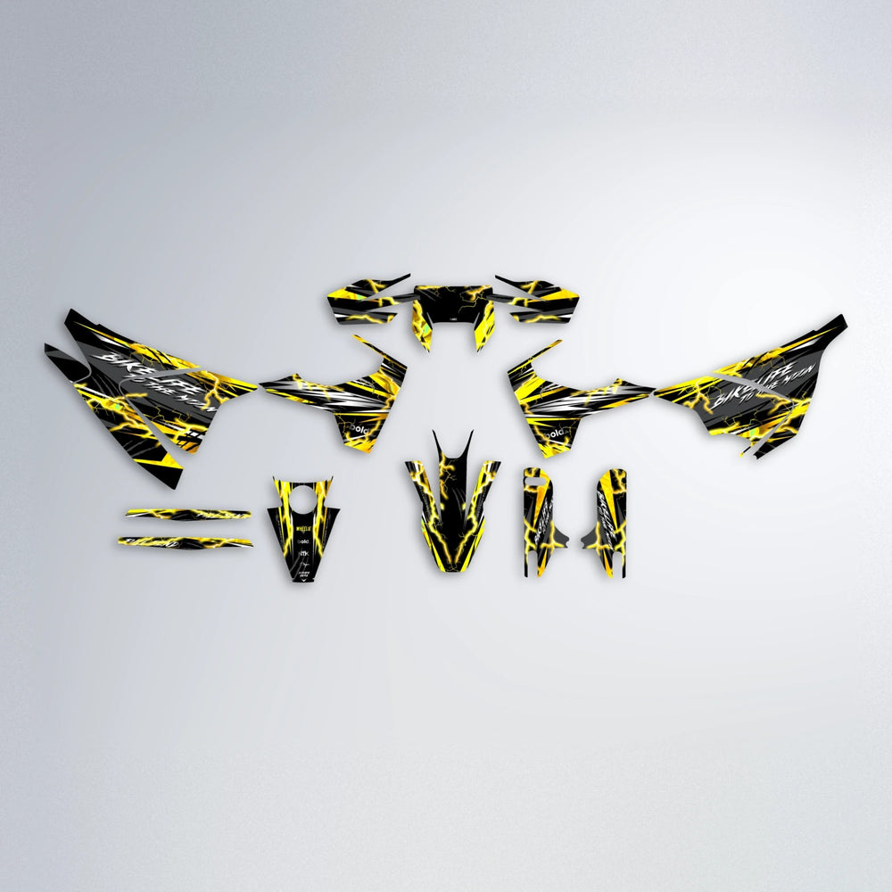 TRINITY Husqvarna 701 graphics kit parts layout in Yellow