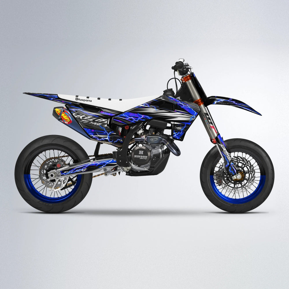 TRINITY Husqvarna FE/TE supermoto graphics kit in Blue