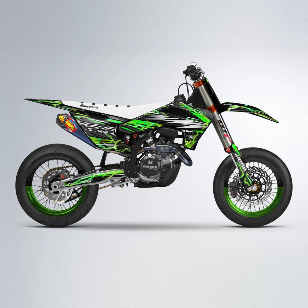 TRINITY Husqvarna FE/TE supermoto graphics kit in Green