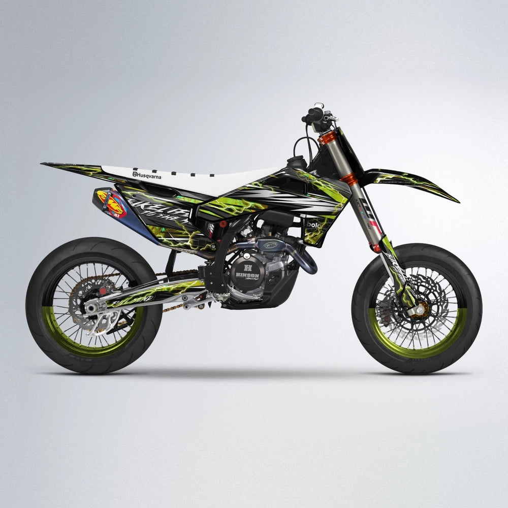 TRINITY Husqvarna FE/TE supermoto graphics kit in Olive