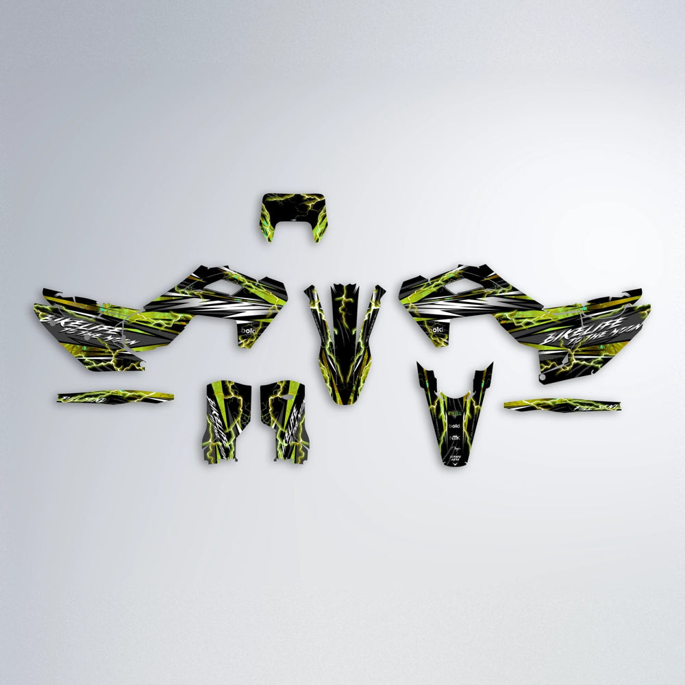 TRINITY Husqvarna FE/TE graphics kit parts layout in Olive