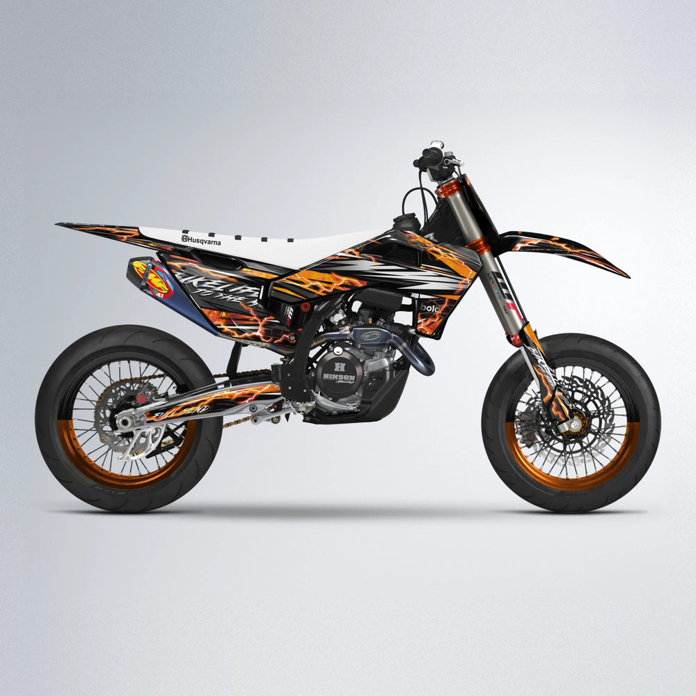 TRINITY Husqvarna FE/TE supermoto graphics kit in Orange