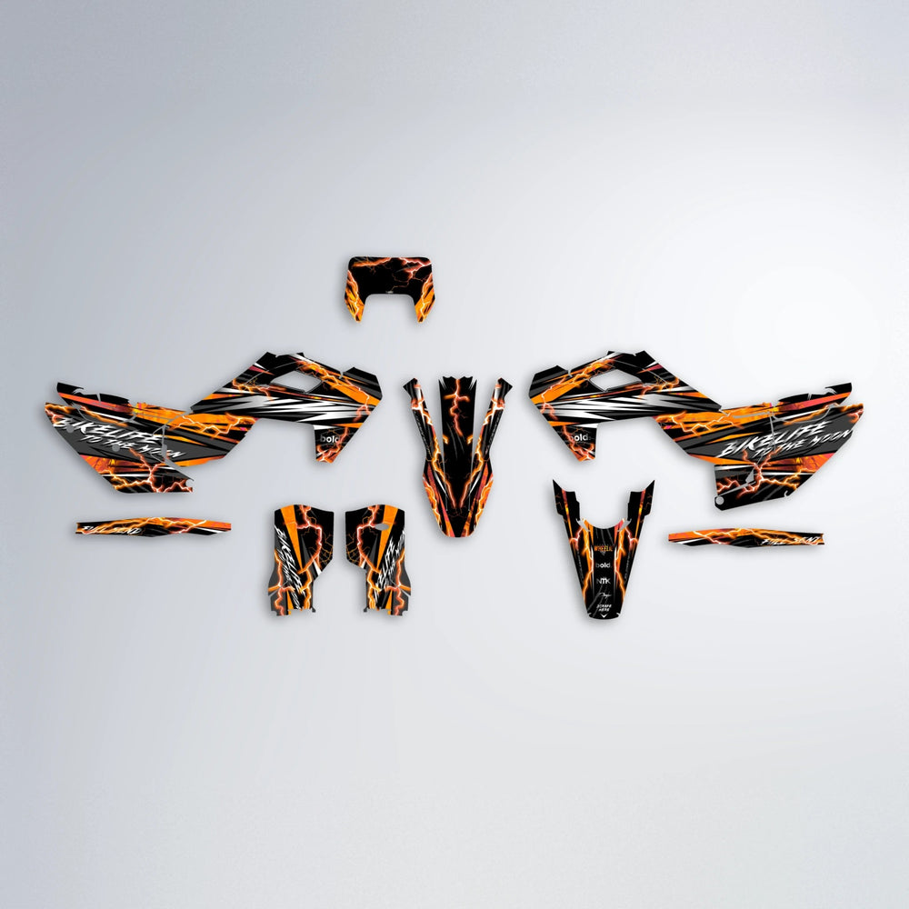 TRINITY Husqvarna FE/TE graphics kit parts layout in Orange