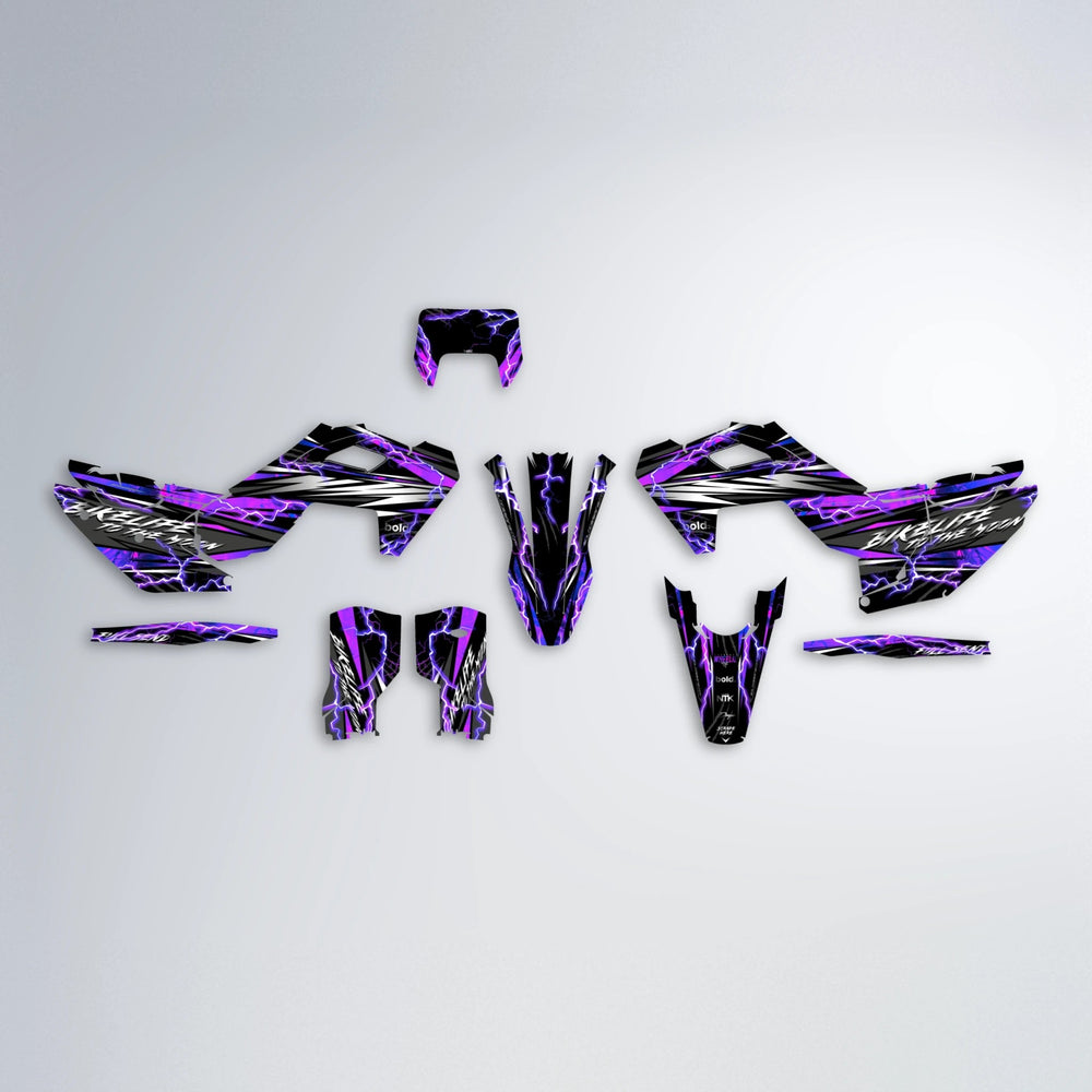 TRINITY Husqvarna FE/TE graphics kit parts layout in Purple
