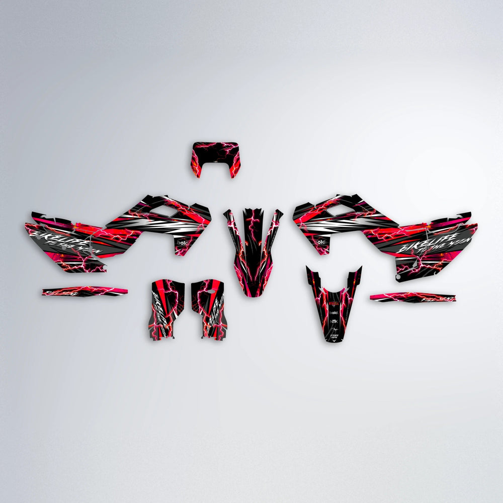 TRINITY Husqvarna FE/TE graphics kit parts layout in Red