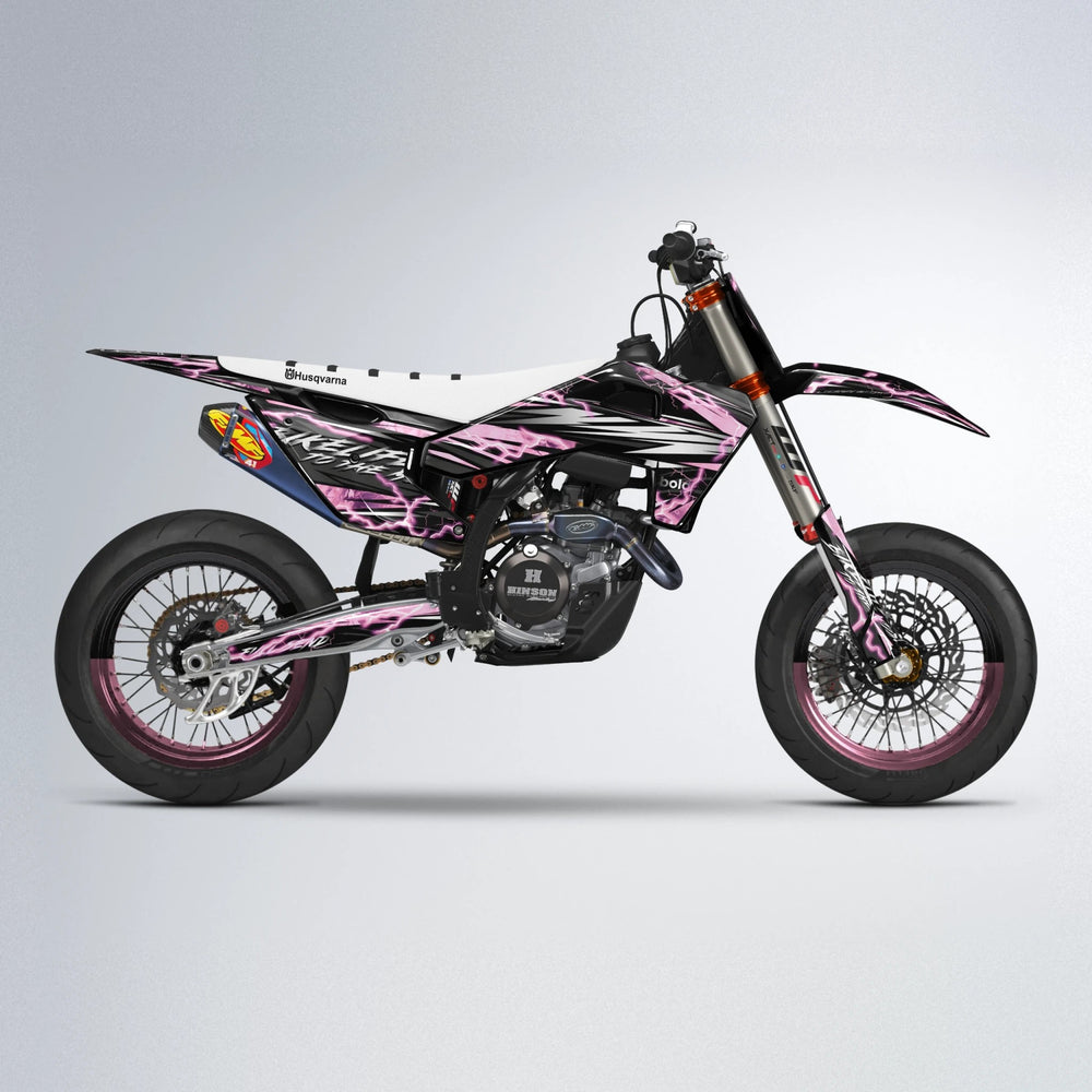 TRINITY Husqvarna FE/TE supermoto graphics kit in Sakura Pink