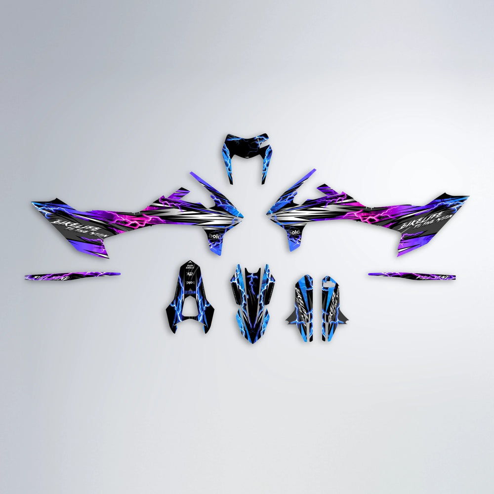 TRINITY KTM SMC 690 graphics kit parts layout in Blue Purple Fade