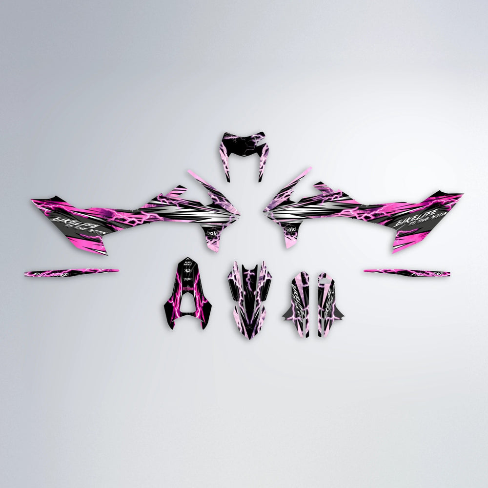 TRINITY KTM SMC 690 graphics kit parts layout in Flamingo