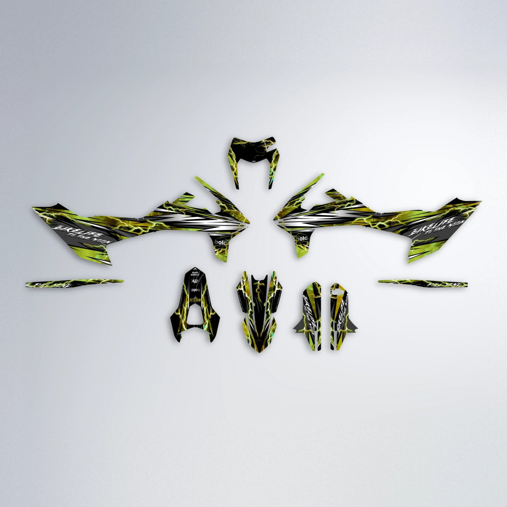 TRINITY KTM SMC 690 graphics kit parts layout in Olive
