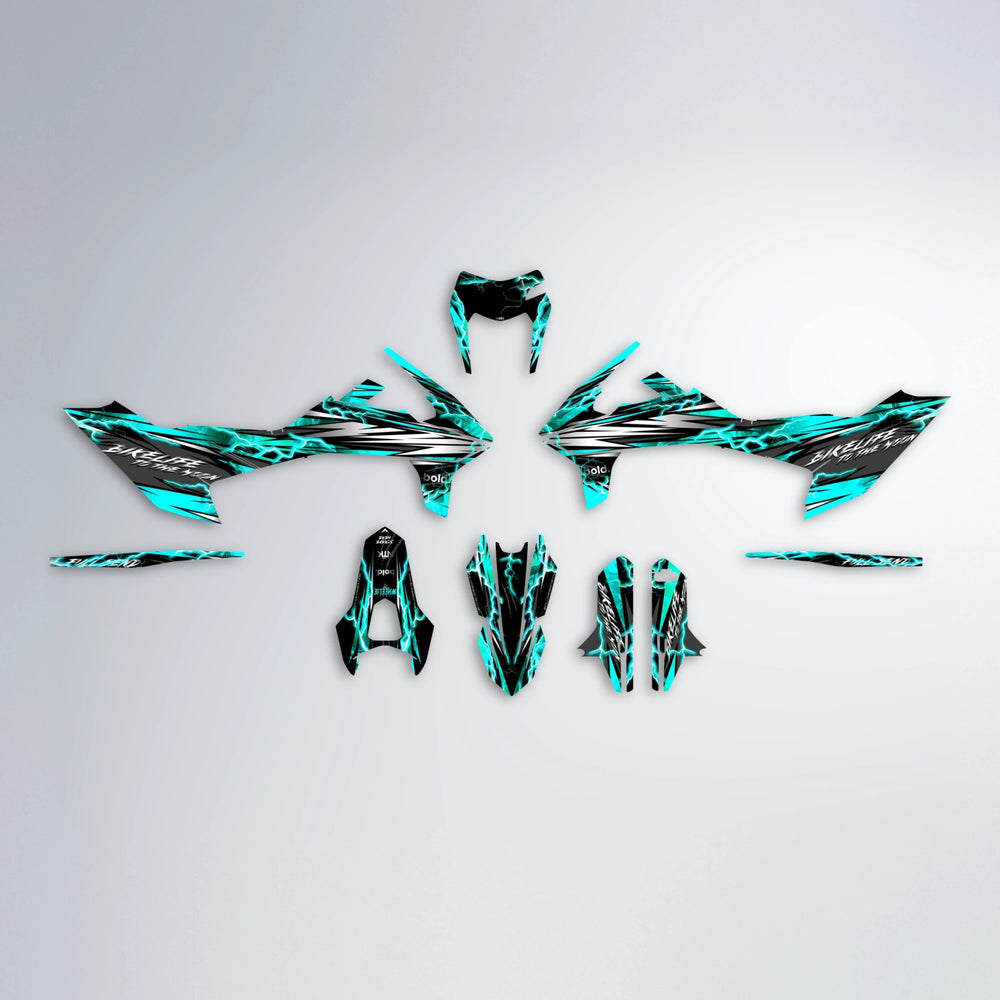 TRINITY KTM SMC 690 graphics kit parts layout in Teal