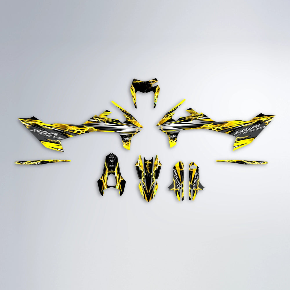 TRINITY KTM SMC 690 graphics kit parts layout in Yellow