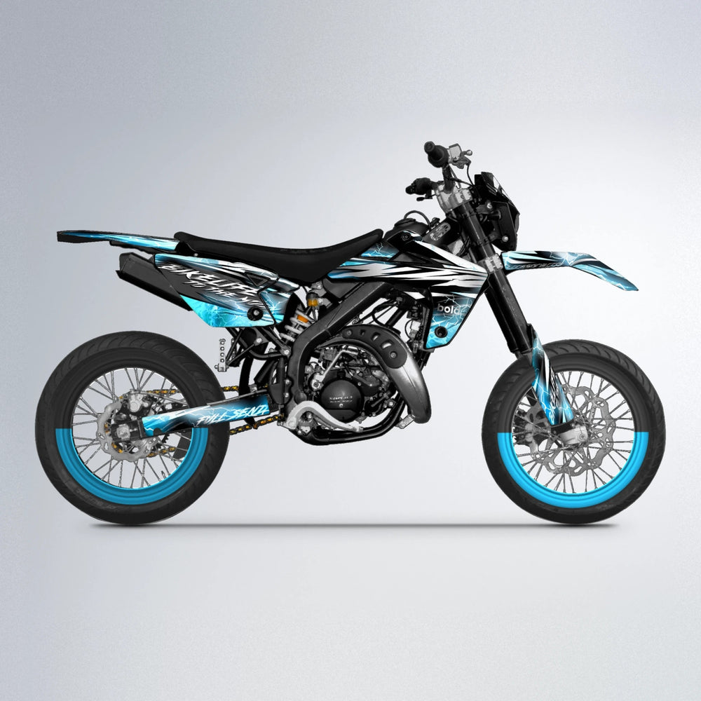 TRINITY Rieju MRT supermoto graphics kit in Light Blue & White