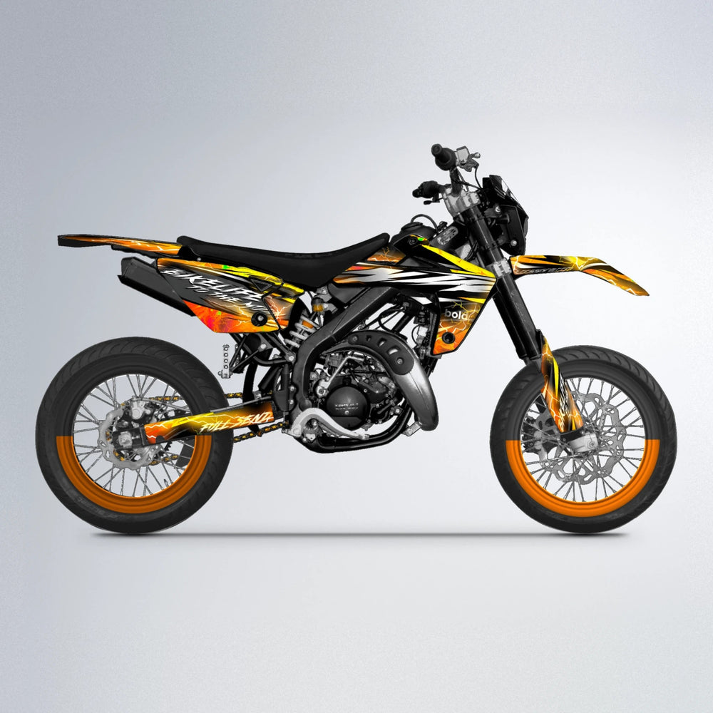 TRINITY Rieju MRT supermoto graphics kit in Orange & Yellow