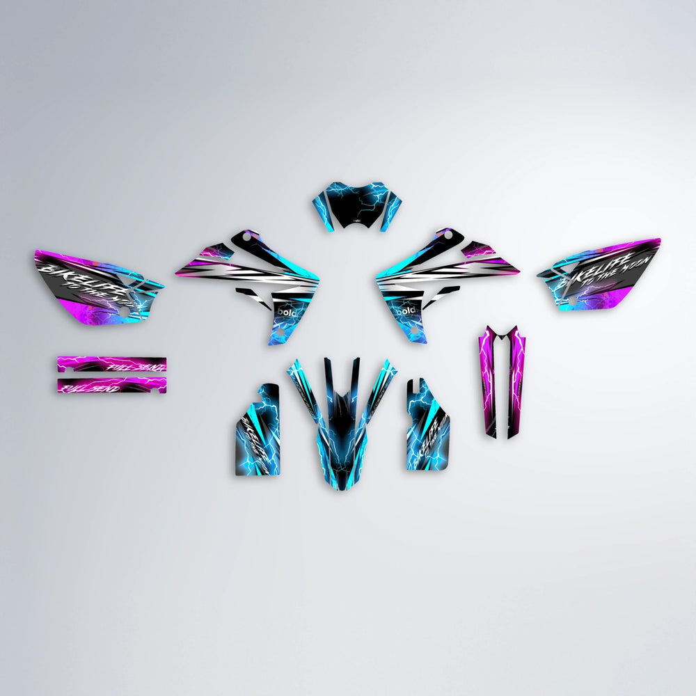 TRINITY Rieju MRT graphics kit parts layout in Pink & Light Blue
