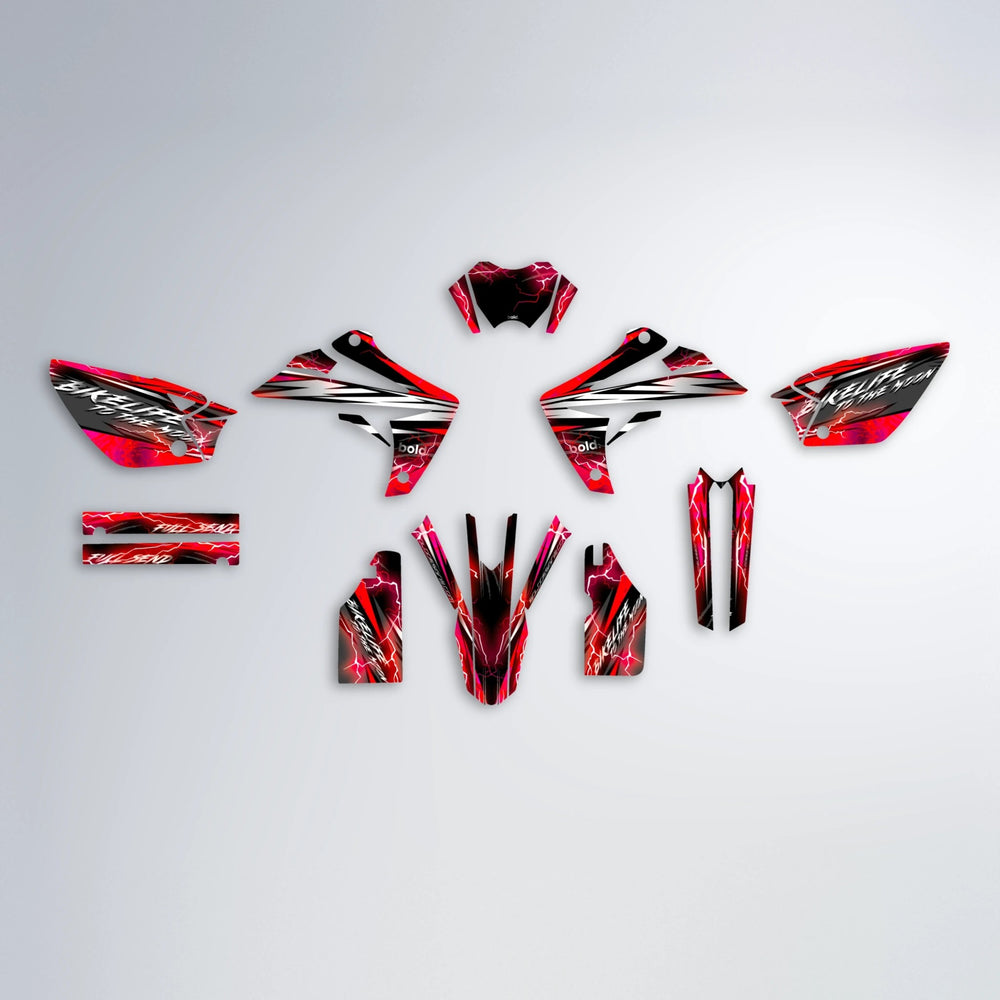 TRINITY Rieju MRT graphics kit parts layout in Red