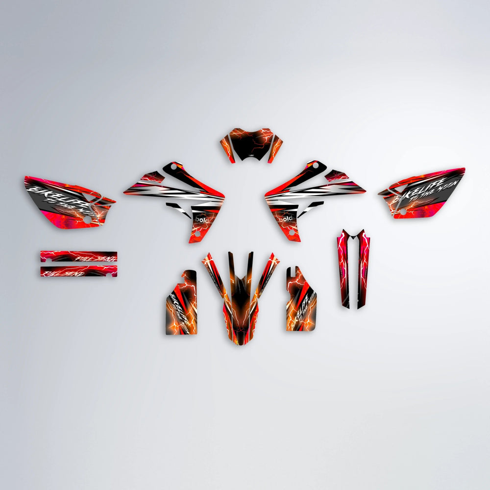 TRINITY Rieju MRT graphics kit parts layout in Red & Orange